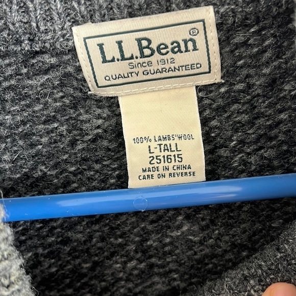 L.L Bean Grey Lambswool Mock-Neck Sweater - Picture 4 of 5